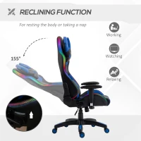 Vinsetto Racing Gaming Chair with RGB LED Light, Lumbar Support, Adjustable Height, Swivel Home Office Computer Recliner High Back Gamer Desk Chair, Black Blue(m-6)