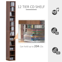 HOMCOM biblioteca tip coloana, cu etajere, 21x20x175cm, maro(m-4)