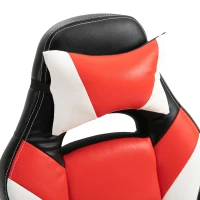 Vinsetto Cool & Stylish Gaming Chair Ergonomic Recliner w/ Thick Padding Footrest Neck & Back Pillow 5 Wheels Racing Swivel Height Adjustable Home Office Red(m-7)