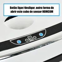HOMCOM Balde de Lixo Inteligente de Aço Inoxidável 68L com Sensor Infravermelho de Abertura Automática e Contato Manual para Cozinha Dormitório Casa de banho 40,5x29,578cm Prata(m-6)