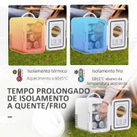 Outsunny Mini Geleira 4L Geleira Elétrica Pequeno 12V com Aquecimento e Arrefecimento 1 Porta Reversível 2 Prateleiras e 2 Luzes LED Silencioso 35dB para Campismo 25,5x20,5x26,3cm Branco(m-4)