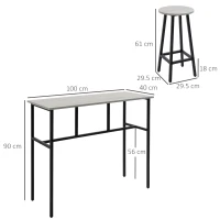 HOMCOM 6-Piece Bar Table Set, 2 Breakfast Tables with 4 Stools, Counter Height Dining Tables & Chairs for Kitchen, Living Room, Grey(m-3)