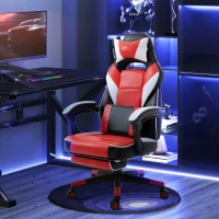 Vinsetto Cool & Stylish Gaming Chair Ergonomic Recliner w/ Thick Padding Footrest Neck & Back Pillow 5 Wheels Racing Swivel Height Adjustable Home Office Red(m-14)
