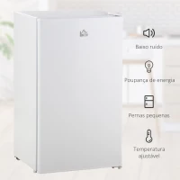 HOMCOM Mini Frigorífico 91L de Capacidade Frigorífico Elétrico Pequeno com Prateleira Ajustável Compartimento Congelador e Porta Reversível Silencioso 41dB 47,5x44,2x84cm Branco(m-8)