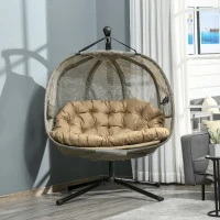 Outsunny fotoliu suspendat, cu 2 locuri, pentru gradina, maro(m-2)