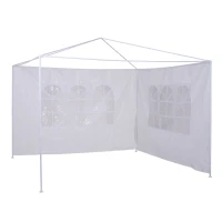 Outsunny 2 Paredes Laterales para Carpa 3x3m 6x3m Tela de Reemplazo Oxford Impermeable con Ventanas 293x193cm Blanco(m-9)