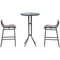 Outsunny Set de Bar 2 Scaune cu Masa Inalt Negru si Maro(m-4)
