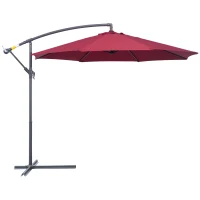 Outsunny 3m Water Resistant Terylene Hanging Parasol Wine Red(m-1)