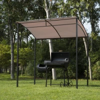 Outsunny Pavilion pentru Protejare Barbecue Grătar Pavilion pentru Grădină din Poliester 215 x 150 x 180/220 cm, Bej(m-2)