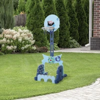 HOMCOM Tabela de Basquetebol 4 em 1 com Altura Ajustável para Crianças acima de 3 Anos Centro de Atividades 58x56x154cm Azul(m-3)