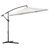 Outsunny 3m Banana Umbrella Parasol, Offset Cantilever Parasol Umbrella with Cross Base, Cream White(m-14)