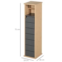 HOMCOM Armadio da Bagno Porta Carta Igienica Organizzatore Ripiano Regolabile Color Bambù Grigio 18x18x75cm(m-3)
