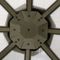 Outsunny Foisor cu acoperis din policarbonat 3 x 3 m, cu cadru din aluminiu , Culoarea cafelei(m-8)