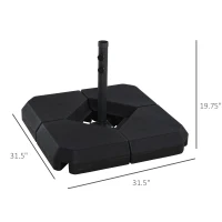 Outsunny Umbrella Stand Fitting 2" Poles and Steel Base with 4 Fillable Plastic Weights, 4 Gal. Capacity Each - Black(m-3)
