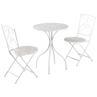 Outsunny Set de Gradina 3 Piese, din Metal si Ceramica, Alb(m-1)
