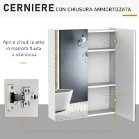 Homcom Mobiletto Pensile da Bagno con 2 Ante e Specchiera in MDF Bianco 60 x 75 x 15cm(m-6)