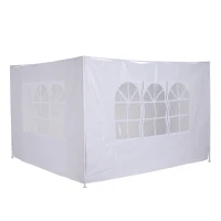 Outsunny 2 Paredes Laterales para Carpa 3x3m 6x3m Tela de Reemplazo Oxford Impermeable con Ventanas 293x193cm Blanco(m-1)