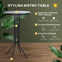 Outsunny Set de Bar 2 Scaune cu Masa Inalt Negru si Maro(m-6)