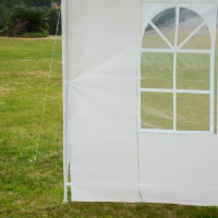 Outsunny 2 Paredes Laterales para Carpa 3x3m 6x3m Tela de Reemplazo Oxford Impermeable con Ventanas 293x193cm Blanco(m-7)