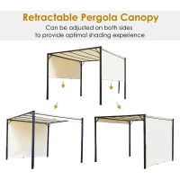 Outsunny Metal Pergola With Canopy Sliding Pergola Canopy 3Lx3Wx2.3H m Garden Gazebo Party Tent Sun Shelter Cover - Cream White/Black(m-4)
