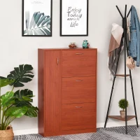 HOMCOM Scarpiera con 3 Ante a Ribalta e un'Anta Porta Ombrelli in Legno, Marrone Rosso, 80 x 24 x 120cm(m-2)