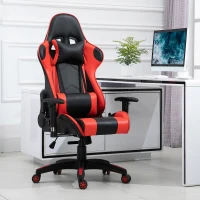 Vinsetto Sedia da Ufficio e da Gaming con Poggiatesta in Pelle PU Ergonomica Regolabile e Inclinabile Schienale Alto Ruote Piroettanti a 360° Max:135kg Rossa e Nera(m-10)