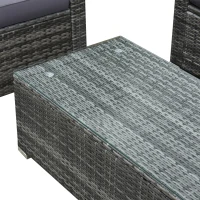 Outsunny Set de mobilier de veranda cu 4 piese, cu 2 scaune, un canapea dubla si o masa de cafea cu blat din sticla, din ratan, Gri(m-9)