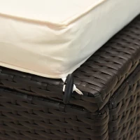 Outsunny 2-Seater Rattan Lounger Set-Deep Coffee/Cream White(m-8)