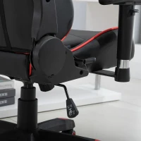 Vinsetto Sedia da Ufficio e da Gaming con Poggiatesta in Pelle PU Ergonomica Regolabile e Inclinabile Schienale Alto Ruote Piroettanti a 360° Max:135kg Rossa e Nera(m-8)