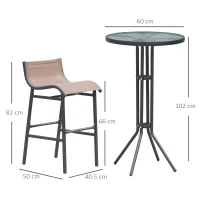 Outsunny Set de Bar 2 Scaune cu Masa Inalt Negru si Maro(m-3)