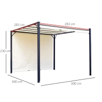 Outsunny Metal Pergola With Canopy Sliding Pergola Canopy 3Lx3Wx2.3H m Garden Gazebo Party Tent Sun Shelter Cover - Cream White/Black(m-3)