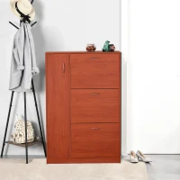 HOMCOM Scarpiera con 3 Ante a Ribalta e un'Anta Porta Ombrelli in Legno, Marrone Rosso, 80 x 24 x 120cm(m-10)