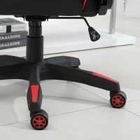 Vinsetto Sedia da Ufficio e da Gaming con Poggiatesta in Pelle PU Ergonomica Regolabile e Inclinabile Schienale Alto Ruote Piroettanti a 360° Max:135kg Rossa e Nera(m-9)