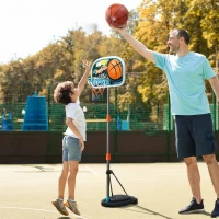HOMCOM Tabela de basquetebol para crianças acima de 6 anos com suporte de altura ajustável e base recarregável incluídos 32x65x126-158 cm(m-4)