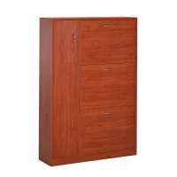 HOMCOM Scarpiera con 3 Ante a Ribalta e un'Anta Porta Ombrelli in Legno, Marrone Rosso, 80 x 24 x 120cm(m-1)