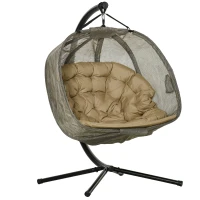 Outsunny fotoliu suspendat, cu 2 locuri, pentru gradina, maro(m-1)