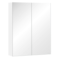 Homcom Mobiletto Pensile Bagno con Specchiera 60x75x15cm, Bianco