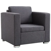 HOMCOM Poltroncina da Camera Salotto Relax Elegante Moderna Tessuto Imbottita 81 × 73 × 78cm Grigio Scuro(m-11)