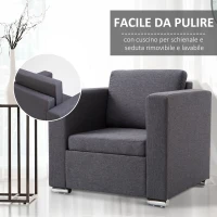 HOMCOM Poltroncina da Camera Salotto Relax Elegante Moderna Tessuto Imbottita 81 × 73 × 78cm Grigio Scuro(m-7)
