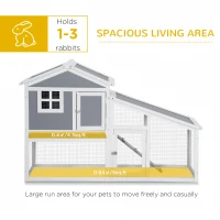 PawHut Two-Tier Rabbit Hutch, with Sunlight Panel Roof, Slide-Out Tray - Grey(m-4)