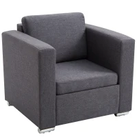 HOMCOM Poltroncina da Camera Salotto Relax Elegante Moderna Tessuto Imbottita 81 × 73 × 78cm Grigio Scuro(m-1)