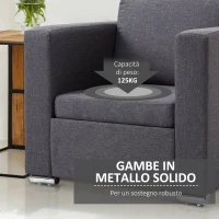 HOMCOM Poltroncina da Camera Salotto Relax Elegante Moderna Tessuto Imbottita 81 × 73 × 78cm Grigio Scuro(m-5)