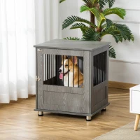 PawHut Dog Crate Table for Medium and Large Dogs with Magnetic Door for Indoor Use, 60 x 55 x 70 cm, Grey(m-2)