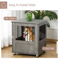 PawHut Dog Crate Table for Medium and Large Dogs with Magnetic Door for Indoor Use, 60 x 55 x 70 cm, Grey(m-4)