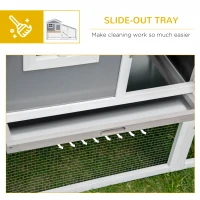 PawHut Two-Tier Rabbit Hutch, with Sunlight Panel Roof, Slide-Out Tray - Grey(m-6)