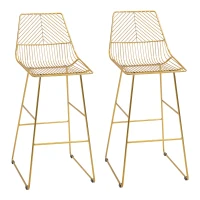 HOMCOM Set di 2 Sgabelli da Bar Alti con Schienale e Poggiapiedi, Sgabelli Cucina Moderni Struttura in Metallo Oro per Salotto, 53x56x110cm(m-1)