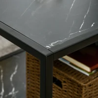 HOMCOM Faux Marble Coffee Table, with Two-Tiers - Black(m-8)