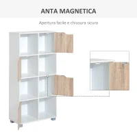 HOMCOM Libreria Design a 8 Scompartimenti Scaffale per Libri in Legno Bianco Rovere, 60 x 30 x 122cm(m-5)