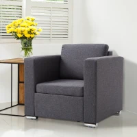 HOMCOM Poltroncina da Camera Salotto Relax Elegante Moderna Tessuto Imbottita 81 × 73 × 78cm Grigio Scuro(m-2)