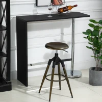 HOMCOM Sgabello da Bar Stile Industriale Alto per Cucina, Seduta Girevole con Altezza Regolabile e Poggiapiedi in Metallo, Bronzo, 45x45x74-82cm(m-10)